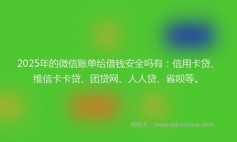 2025年的微信账单给借钱安全吗有：信用卡贷、维信卡卡贷、团贷网、人人贷、省呗等。