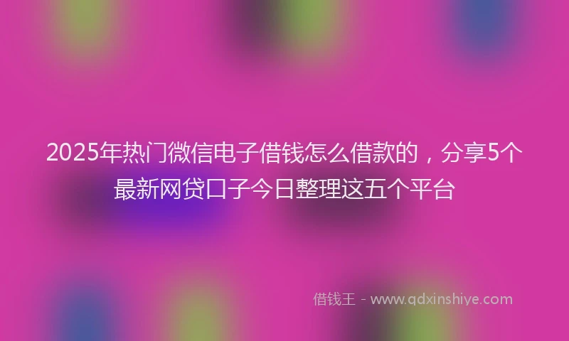2025年热门微信电子借钱怎么借款的，分享5个最新网贷口子今日整理这五个平台