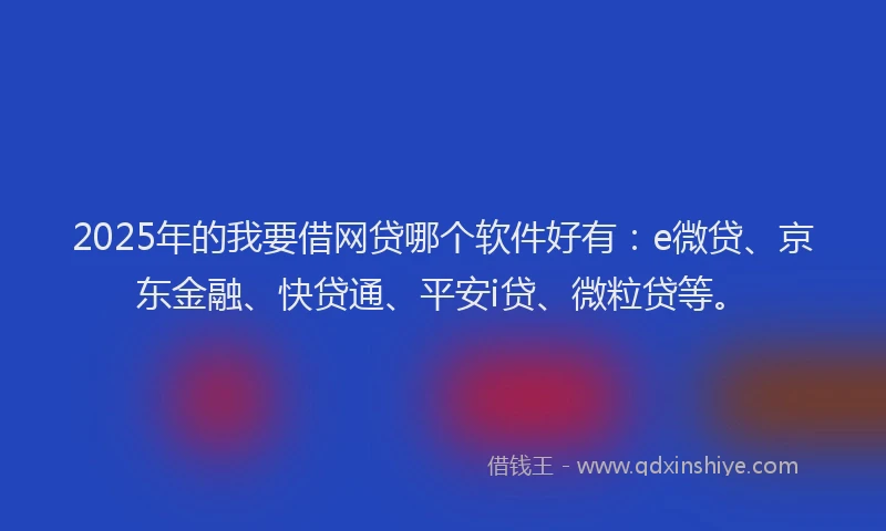 2025年的我要借网贷哪个软件好有：e微贷、京东金融、快贷通、平安i贷、微粒贷等。