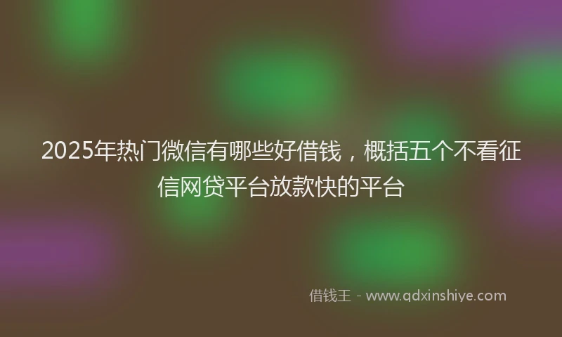 2025年热门微信有哪些好借钱，概括五个不看征信网贷平台放款快的平台
