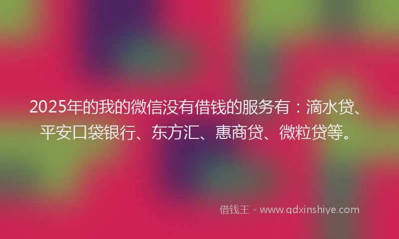 2025年的我的微信没有借钱的服务有：滴水贷、平安口袋银行、东方汇、惠商贷、微粒贷等。