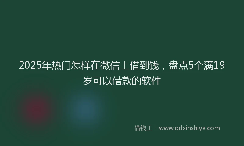 2025年热门怎样在微信上借到钱，盘点5个满19岁可以借款的软件