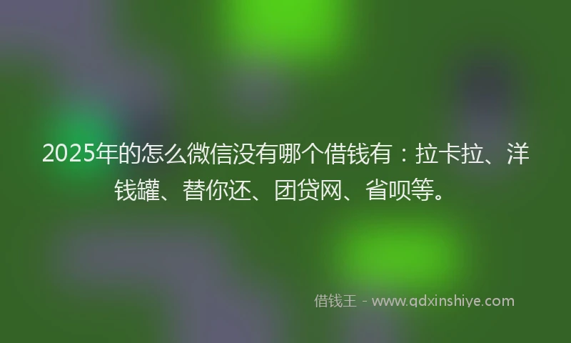 2025年的怎么微信没有哪个借钱有：拉卡拉、洋钱罐、替你还、团贷网、省呗等。