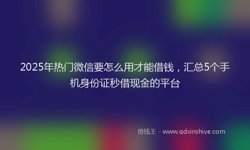 2025年热门微信要怎么用才能借钱，汇总5个手机身份证秒借现金的平台