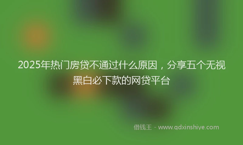 2025年热门房贷不通过什么原因，分享五个无视黑白必下款的网贷平台