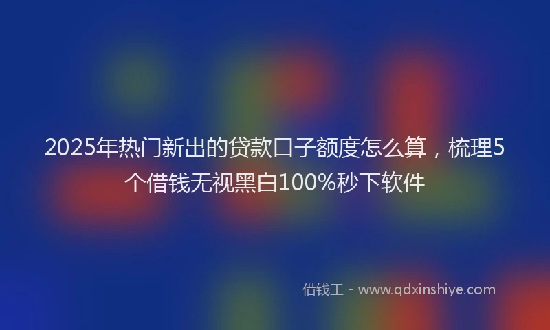 2025年热门新出的贷款口子额度怎么算，梳理5个借钱无视黑白100%秒下软件