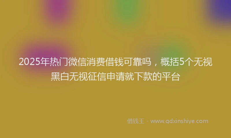 2025年热门微信消费借钱可靠吗，概括5个无视黑白无视征信申请就下款的平台