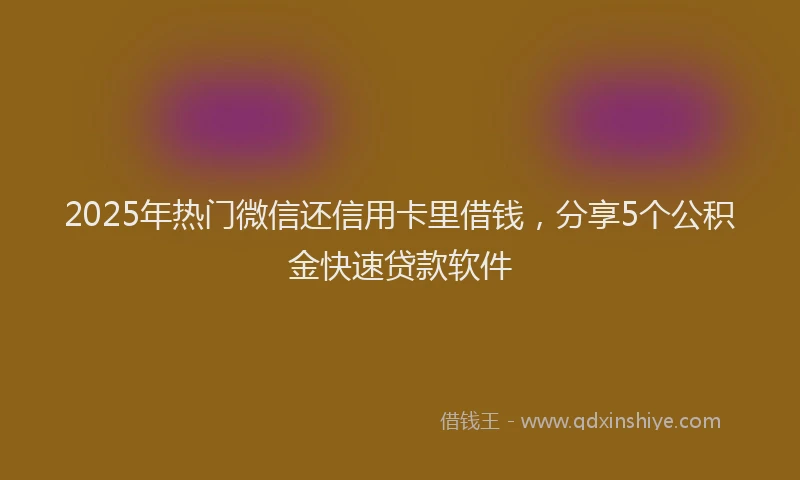 2025年热门微信还信用卡里借钱，分享5个公积金快速贷款软件