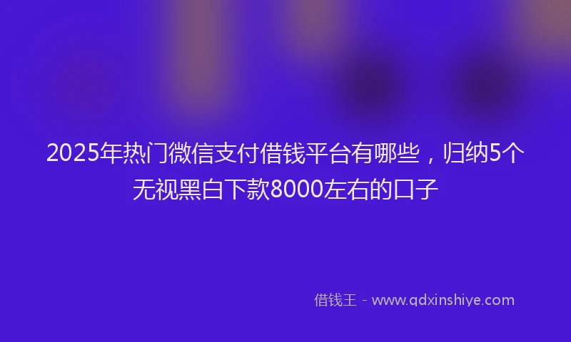 2025年热门微信支付借钱平台有哪些，归纳5个无视黑白下款8000左右的口子