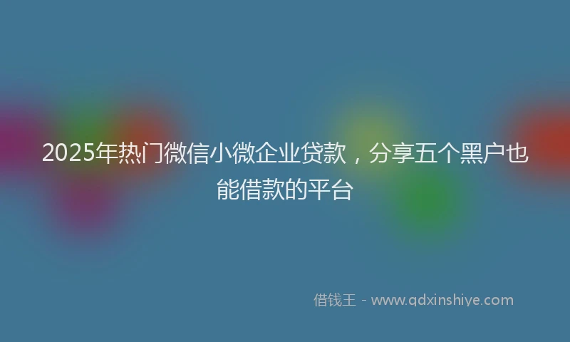 2025年热门微信小微企业贷款，分享五个黑户也能借款的平台