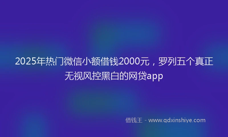 2025年热门微信小额借钱2000元，罗列五个真正无视风控黑白的网贷app