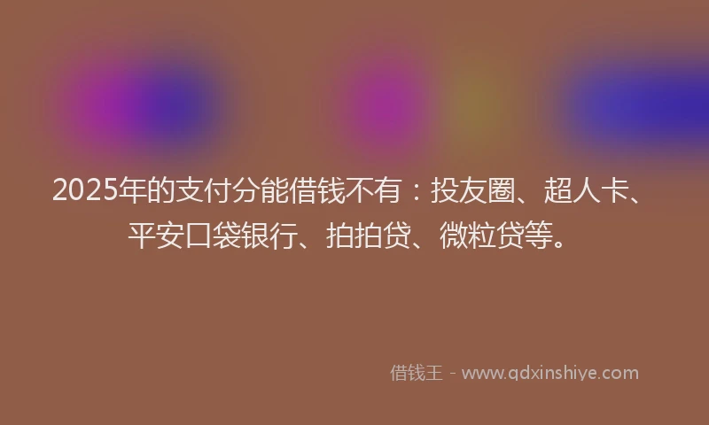 2025年的支付分能借钱不有：投友圈、超人卡、平安口袋银行、拍拍贷、微粒贷等。