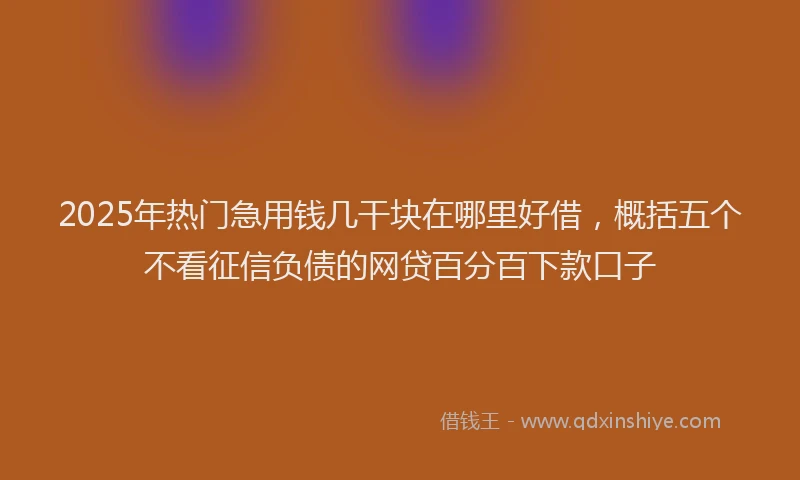 2025年热门急用钱几干块在哪里好借，概括五个不看征信负债的网贷百分百下款口子