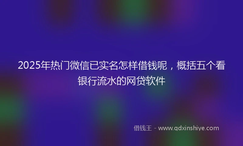 2025年热门微信已实名怎样借钱呢，概括五个看银行流水的网贷软件