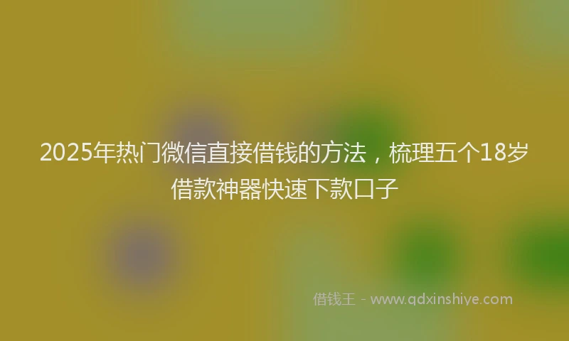 2025年热门微信直接借钱的方法，梳理五个18岁借款神器快速下款口子