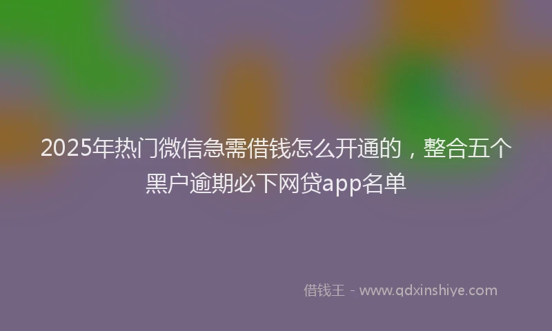 2025年热门微信急需借钱怎么开通的，整合五个黑户逾期必下网贷app名单