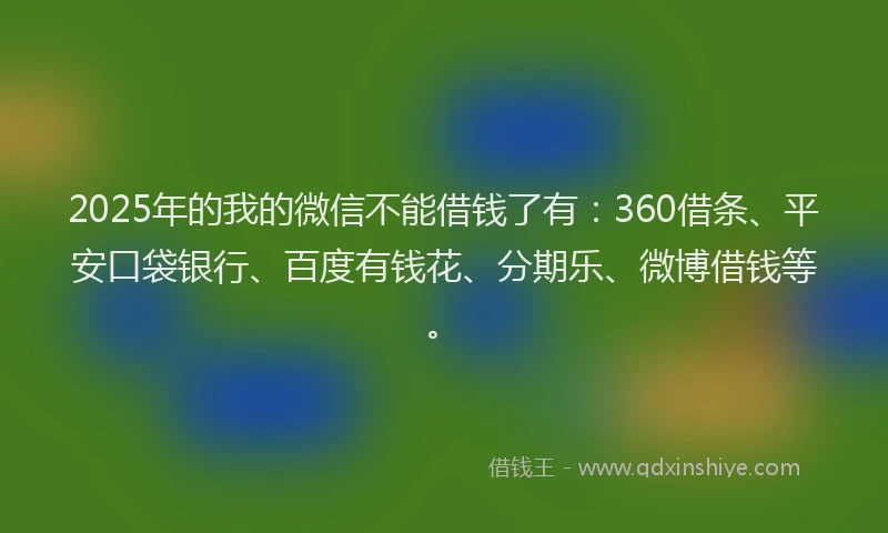 2025年的我的微信不能借钱了有：360借条、平安口袋银行、百度有钱花、分期乐、微博借钱等。