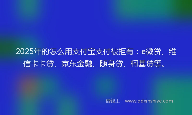 2025年的怎么用支付宝支付被拒有：e微贷、维信卡卡贷、京东金融、随身贷、柯基贷等。