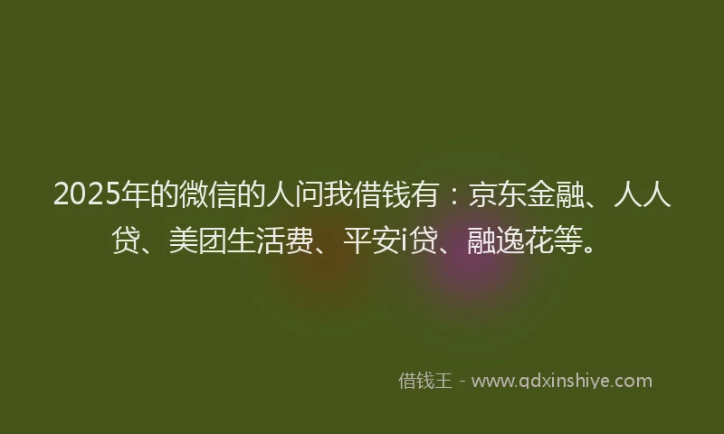 2025年的微信的人问我借钱有：京东金融、人人贷、美团生活费、平安i贷、融逸花等。