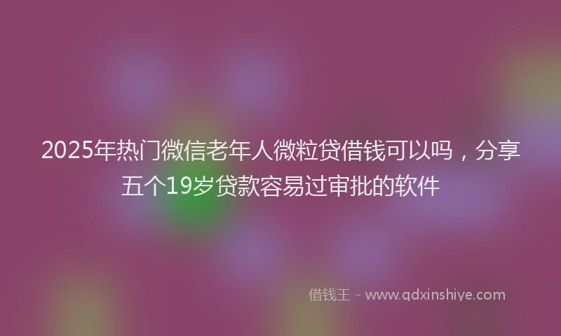 2025年热门微信老年人微粒贷借钱可以吗，分享五个19岁贷款容易过审批的软件
