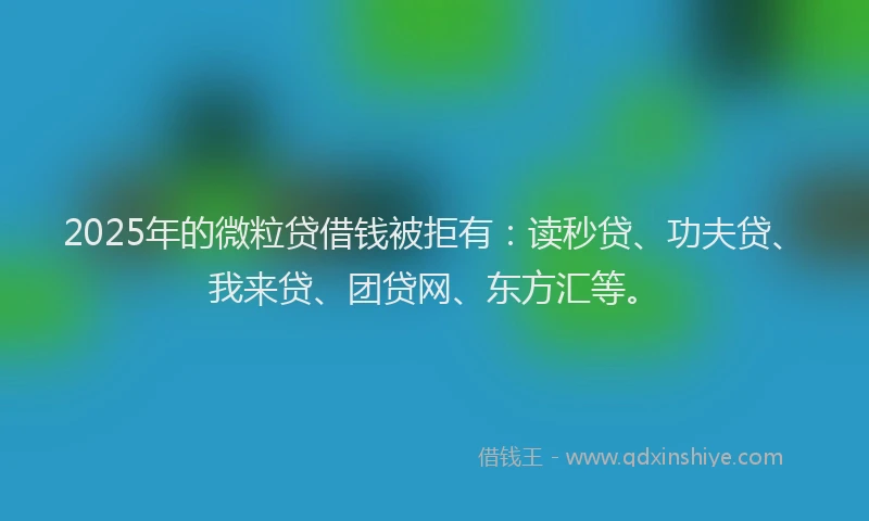 2025年的微粒贷借钱被拒有：读秒贷、功夫贷、我来贷、团贷网、东方汇等。