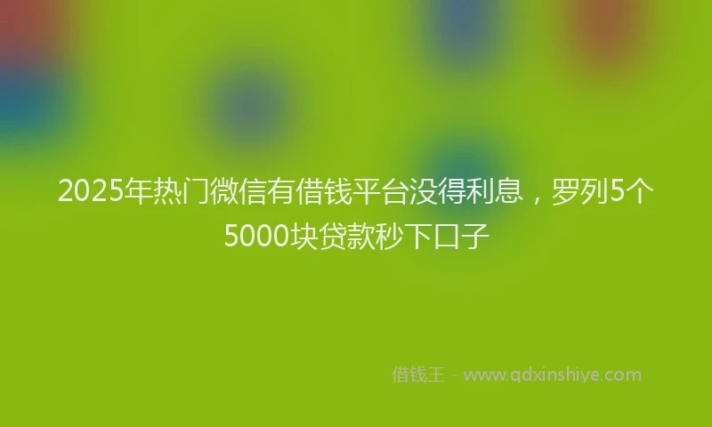 2025年热门微信有借钱平台没得利息，罗列5个5000块贷款秒下口子