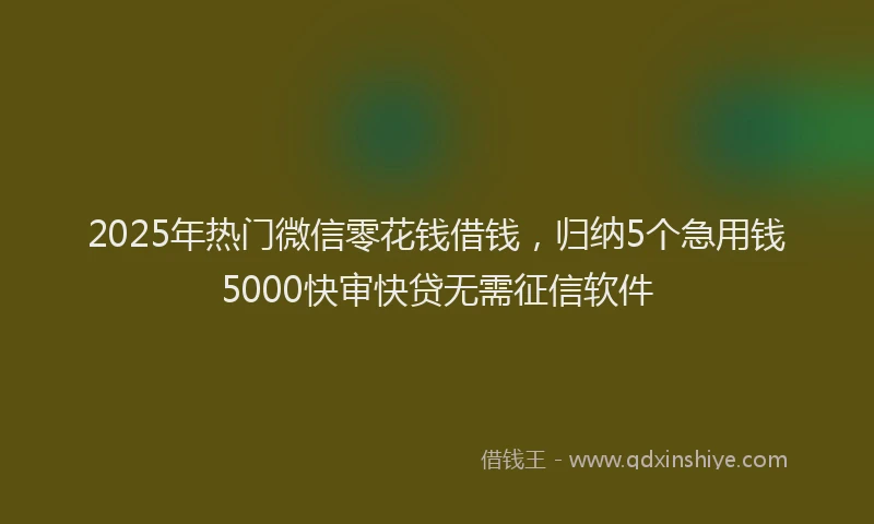 2025年热门微信零花钱借钱，归纳5个急用钱5000快审快贷无需征信软件