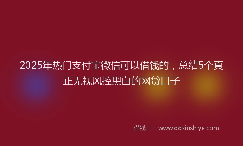 2025年热门支付宝微信可以借钱的，总结5个真正无视风控黑白的网贷口子