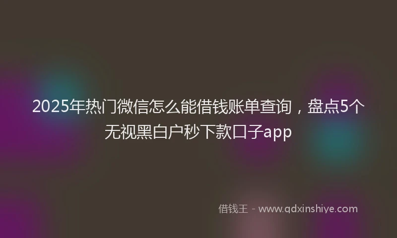 2025年热门微信怎么能借钱账单查询，盘点5个无视黑白户秒下款口子app