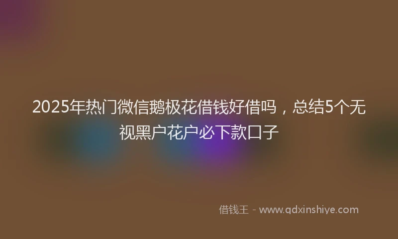 2025年热门微信鹅极花借钱好借吗，总结5个无视黑户花户必下款口子
