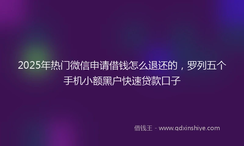 2025年热门微信申请借钱怎么退还的，罗列五个手机小额黑户快速贷款口子