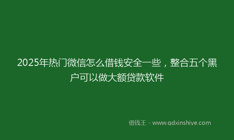 2025年热门微信怎么借钱安全一些，整合五个黑户可以做大额贷款软件