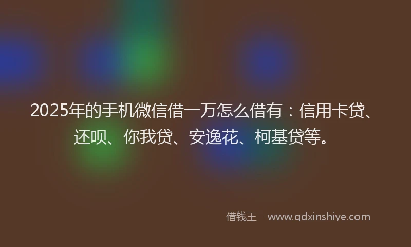 2025年的手机微信借一万怎么借有：信用卡贷、还呗、你我贷、安逸花、柯基贷等。
