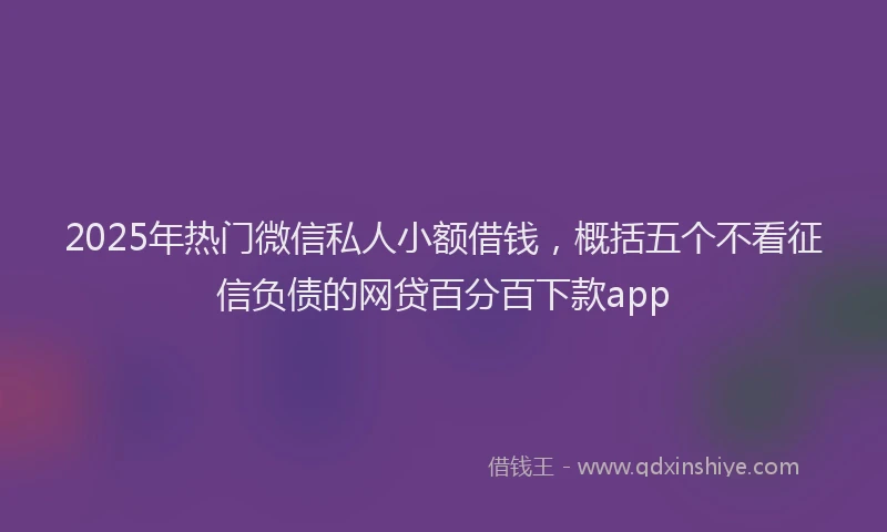 2025年热门微信私人小额借钱，概括五个不看征信负债的网贷百分百下款app