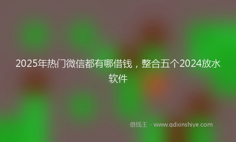 2025年热门微信都有哪借钱，整合五个2024放水软件
