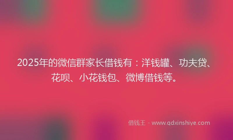 2025年的微信群家长借钱有：洋钱罐、功夫贷、花呗、小花钱包、微博借钱等。