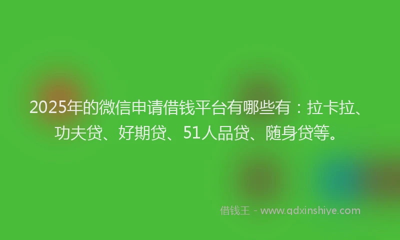 2025年的微信申请借钱平台有哪些有：拉卡拉、功夫贷、好期贷、51人品贷、随身贷等。
