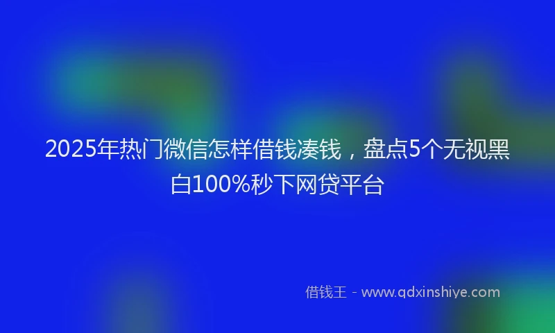 2025年热门微信怎样借钱凑钱，盘点5个无视黑白100%秒下网贷平台