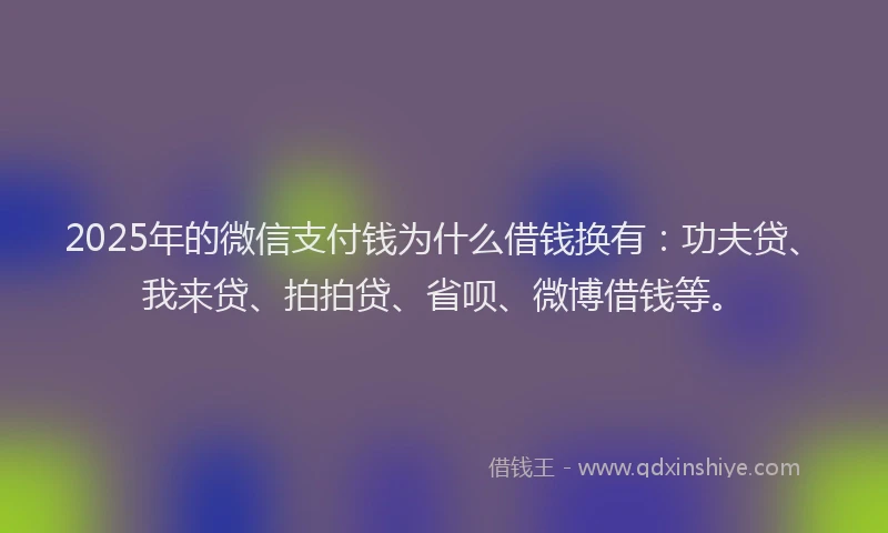 2025年的微信支付钱为什么借钱换有：功夫贷、我来贷、拍拍贷、省呗、微博借钱等。