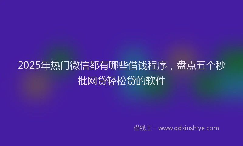 2025年热门微信都有哪些借钱程序，盘点五个秒批网贷轻松贷的软件