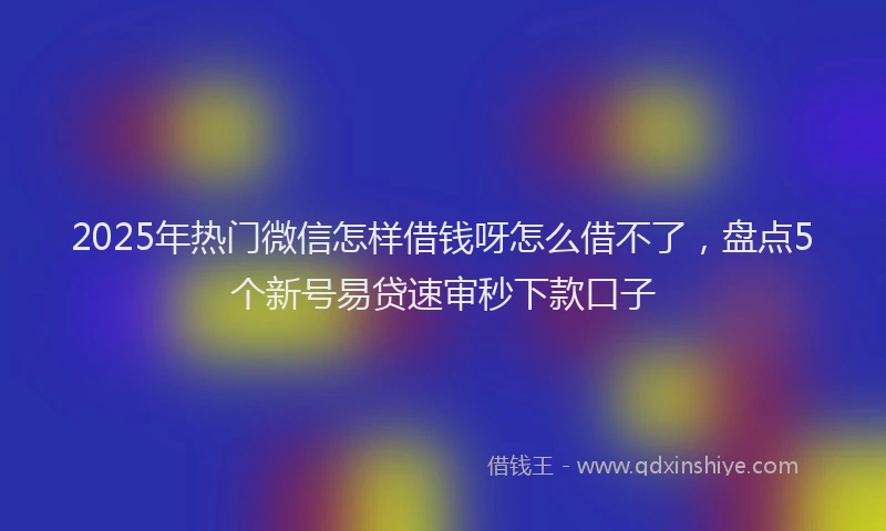 2025年热门微信怎样借钱呀怎么借不了，盘点5个新号易贷速审秒下款口子