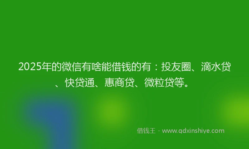 2025年的微信有啥能借钱的有：投友圈、滴水贷、快贷通、惠商贷、微粒贷等。