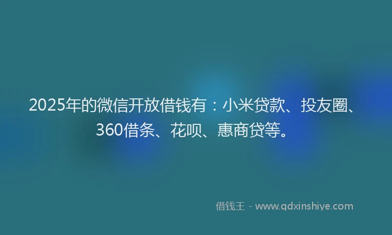 2025年的微信开放借钱有：小米贷款、投友圈、360借条、花呗、惠商贷等。