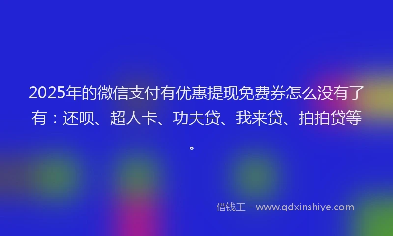 2025年的微信支付有优惠提现免费券怎么没有了有：还呗、超人卡、功夫贷、我来贷、拍拍贷等。