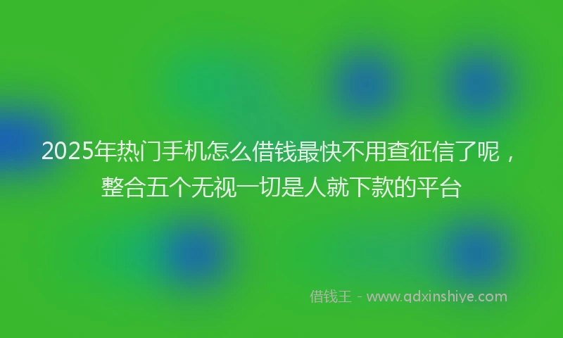 2025年热门手机怎么借钱最快不用查征信了呢，整合五个无视一切是人就下款的平台