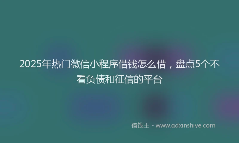 2025年热门微信小程序借钱怎么借，盘点5个不看负债和征信的平台