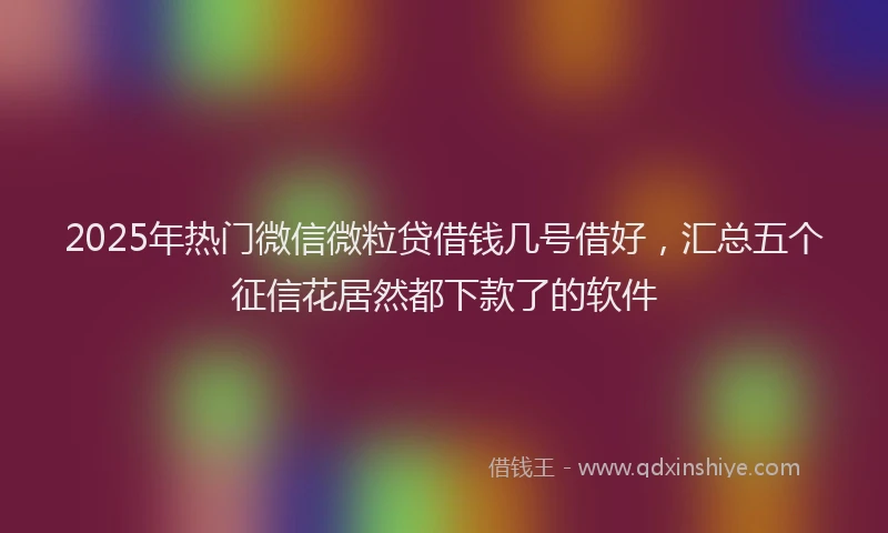 2025年热门微信微粒贷借钱几号借好，汇总五个征信花居然都下款了的软件
