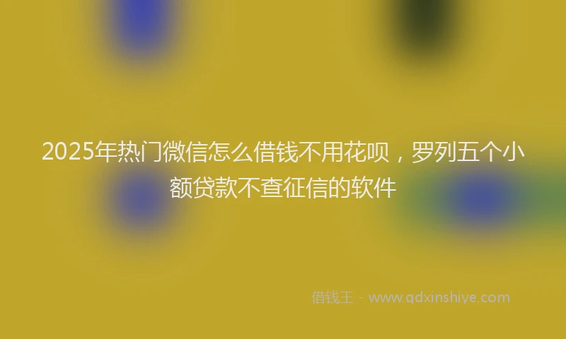 2025年热门微信怎么借钱不用花呗，罗列五个小额贷款不查征信的软件
