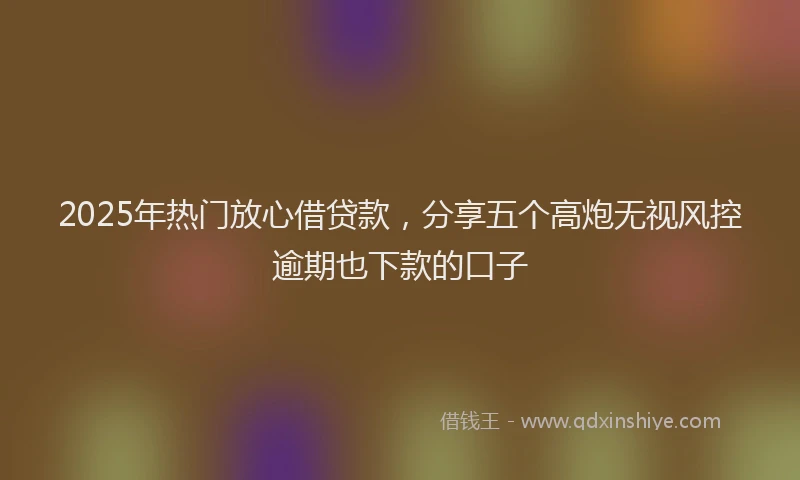 2025年热门放心借贷款，分享五个高炮无视风控逾期也下款的口子