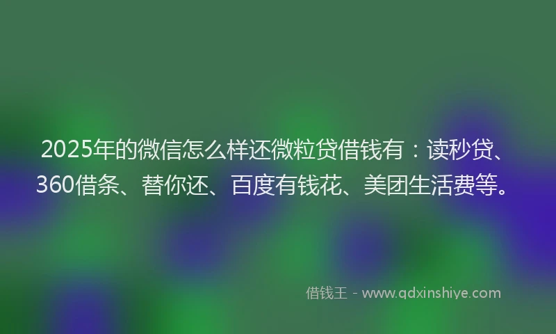 2025年的微信怎么样还微粒贷借钱有：读秒贷、360借条、替你还、百度有钱花、美团生活费等。